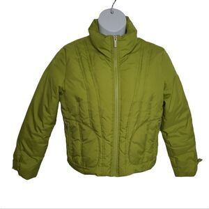 Y2K/90s‎ chartreuse green full zip down fill blend winter ski jacket M